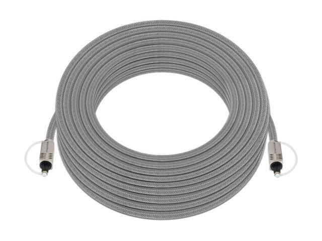 Monoprice Premium S/PDIF (Toslink) Digital Optical Audio Cable - Silver - 50 Feet Heavy Duty Mesh Jacket, Metal Connector Heads, for Play...