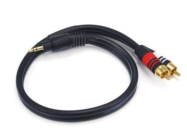 Monoprice 1.5ft Premium 3.5mm Stereo Male to 2RCA Male 22AWG Cable (Gold Plated) - Black