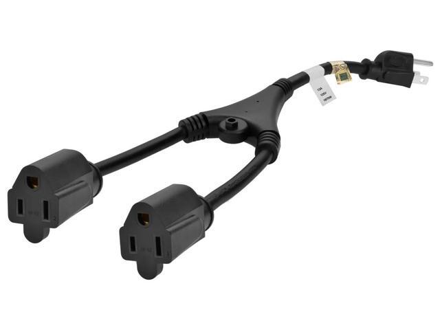 Monoprice 14inch 16AWG Power Cord Splitter Cable, 10A (NEMA 5-15P to 2x NEMA 5-15R)
