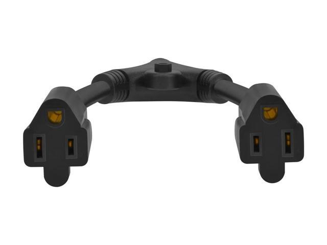 Monoprice 14inch 14AWG Power Cord Splitter Cable, 15A (NEMA 5-15P to 2x NEMA 5-15R)