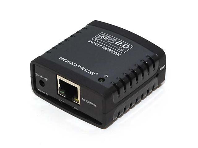 Monoprice Networking USB 2.0 Print Server - Black