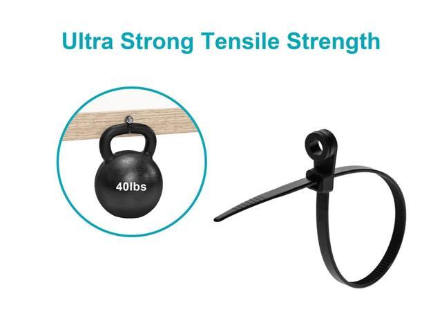 8-inch Mountable Head Cable Tie, 100pcs/Pack, 40 lbs Max Weight - Black