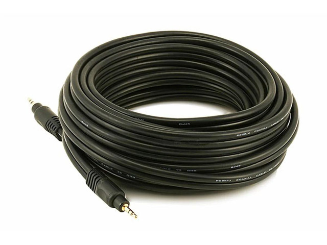 Monoprice 5581 25ft 3.5mm Stereo Male to 3.5mm Male 22AWG Cable Cord Gold Plated