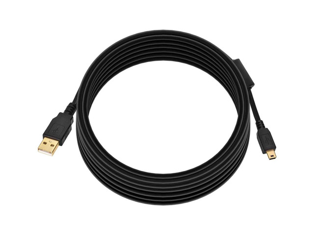 Monoprice USB 2.0 Cable - 15 Feet - Black USB Type-A Male to USB Mini Type-B 5-Pin, 28/24AWG, Gold Plated For Digital Camera, Cell Phones, PDAs,...