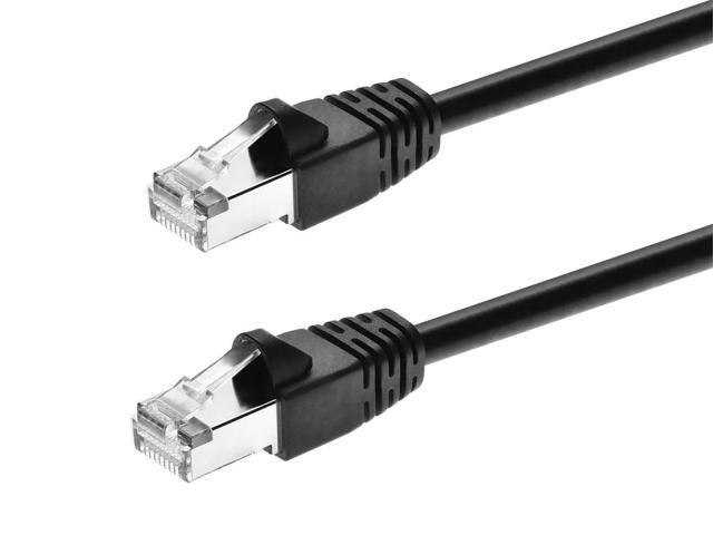 Monoprice Cat6A Ethernet Patch Cable - 100 Feet - Black Network Internet Cord - RJ45, 550Mhz, STP, Pure Bare Copper Wire, 10G, 26AWG