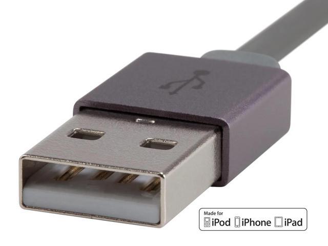 Monoprice Cabernet Series Apple MFi Certified Flat Lightning to USB Charge & Sync Cable, 3ft Gray for iPhone X, 8, 8 Plus, 7, 7 Plus, 6, 6 Plus, 5S