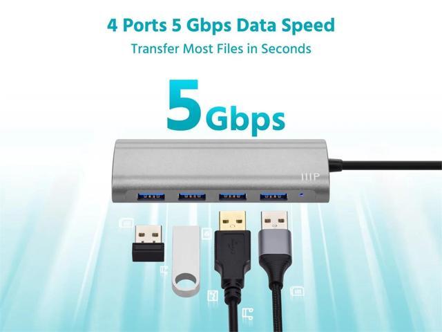 Monoprice USB 3.0 Hub 4-port, Aluminum Unibody Design, Up to 5Gbps, Plug and Play