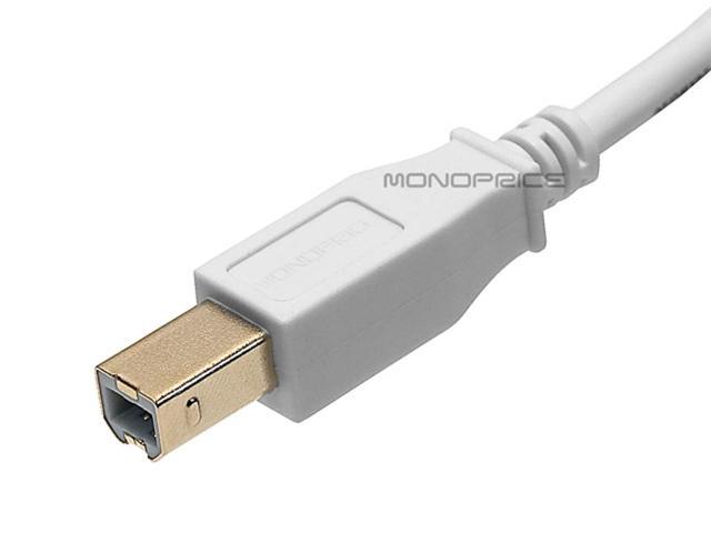 Monoprice USB 2.0 Cable - 1.5 Feet - White USB Type-A Male to USB Type-B Male, 28/24AWG, Gold Plated