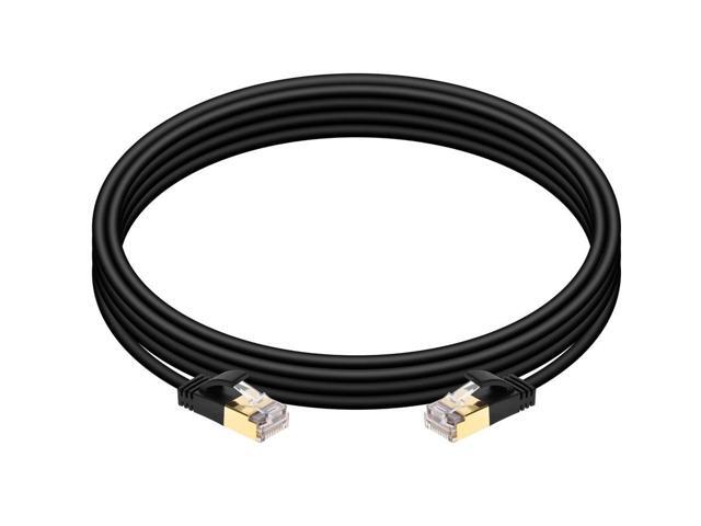 Monoprice SlimRun Cat6A Ethernet Patch Cable - Network Internet Cord - RJ45, Stranded, STP, Pure Bare Copper Wire, 36AWG, 10ft, Black