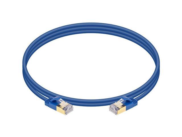 Monoprice SlimRun Cat6A Ethernet Patch Cable - Network Internet Cord - RJ45, Stranded, STP, Pure Bare Copper Wire, 36AWG, 3ft, Blue