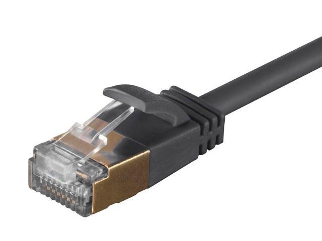 Monoprice SlimRun Cat6A Ethernet Patch Cable - Network Internet Cord - RJ45, Stranded, STP, Pure Bare Copper Wire, 36AWG, 3ft, Black