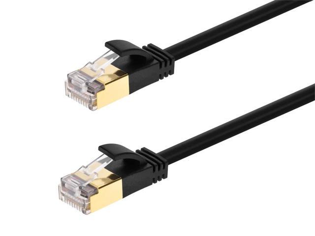 Monoprice SlimRun Cat6A Ethernet Patch Cable - Network Internet Cord - RJ45, Stranded, STP, Pure Bare Copper Wire, 36AWG, 5ft, Black