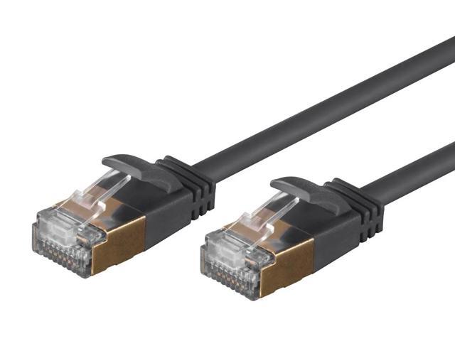 Monoprice Cat6A Ethernet Patch Cable - 0.5 Feet - Black Network Internet Cord - RJ45, Stranded, STP, Pure Bare Copper Wire, 36AWG - SlimRun Series