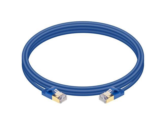 Monoprice SlimRun Cat6A Ethernet Patch Cable - Network Internet Cord - RJ45, Stranded, STP, Pure Bare Copper Wire, 36AWG, 7ft, Blue