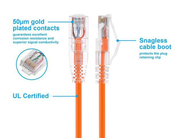 Monoprice Cat6 Ethernet Patch Cable - 3 feet - Orange Snagless RJ45 Stranded 550MHz UTP CMR Riser Rated Pure Bare Copper Wire 28AWG - SlimRun Series