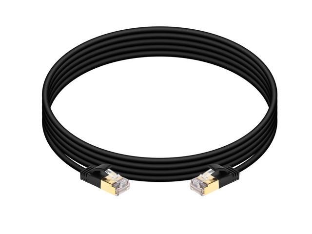 Monoprice SlimRun Cat6A Ethernet Patch Cable - Network Internet Cord - RJ45, Stranded, STP, Pure Bare Copper Wire, 36AWG, 7ft, Black