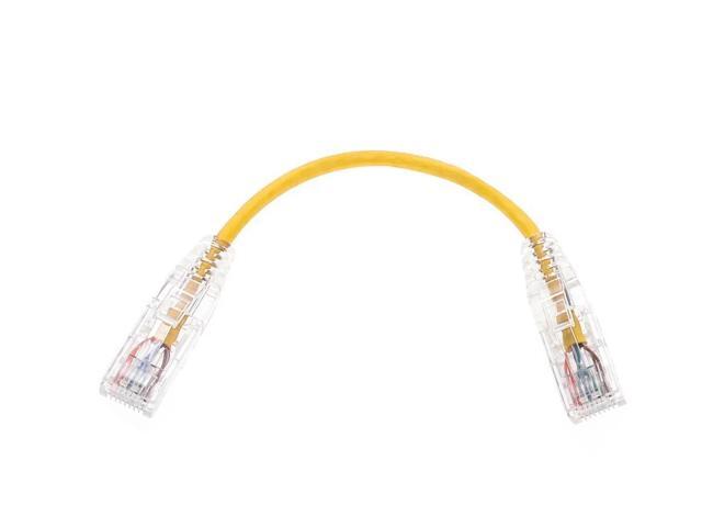 Monoprice Cat6 Ethernet Patch Cable - 0.5ft - Yellow, Snagless RJ45 Stranded 550MHz UTP CMR Riser Rated Pure Bare Copper Wire 28AWG - SlimRun Series