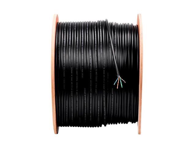Monoprice Cat5e Ethernet Bulk Cable - 1000 Feet - Black Network Internet Cord - Solid, 350Mhz, UTP, Pure Bare Copper Wire, Outdoor, 24AWG, No Logo
