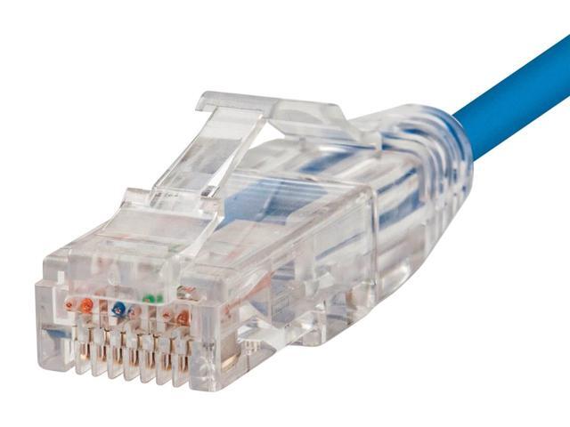 Monoprice Cat6 Ethernet Patch Cable - 25 feet - Blue Snagless RJ45 Stranded 550MHz UTP CMR Riser Rated Pure Bare Copper Wire 28AWG - SlimRun Series