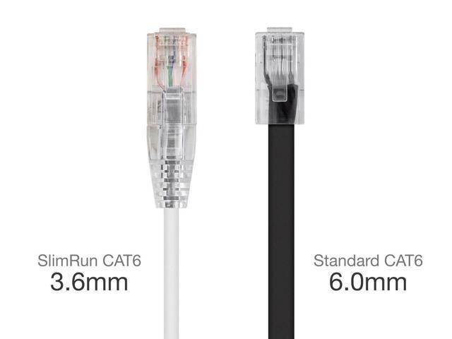 Monoprice Cat6 Ethernet Patch Cable - 25 feet - White Snagless RJ45 Stranded 550MHz UTP CMR Riser Rated Pure Bare Copper Wire 28AWG - SlimRun Series
