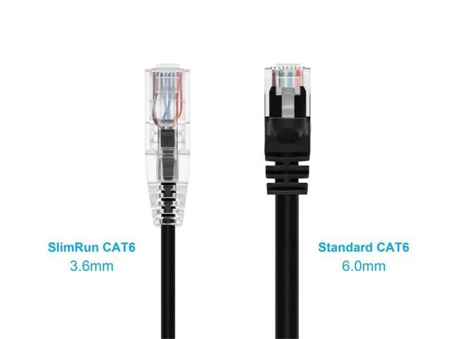 Monoprice Cat6 Ethernet Patch Cable - 50 feet - Black Snagless RJ45 Stranded 550MHz UTP CMR Riser Rated Pure Bare Copper Wire 28AWG - SlimRun Series