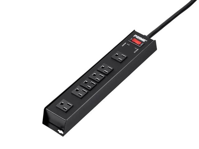 Monoprice Power & Surge - 6 Outlet Metal Surge Protector Power Strip - 15 Feet Cord - Black 1150 Joules 15A / 125V / 1875W