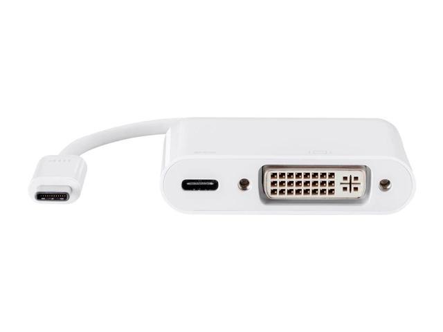 Monoprice USB-C to DVI and USB-C (F) Dual Port Adapter, Compatible With USB-C Equipped Laptops, Such As The Apple Macbook And Google Chromebook -...