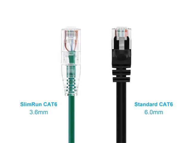 Monoprice Cat6 Ethernet Patch Cable - 14 feet - Green Snagless RJ45 Stranded 550MHz UTP CMR Riser Rated Pure Bare Copper Wire 28AWG - SlimRun Series