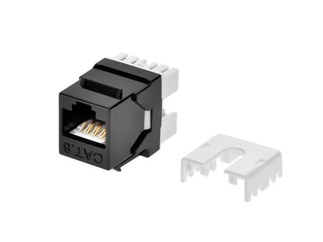 Monoprice Cat6 RJ-45 180-Degree Punch Down Keystone Dual IDC, Black