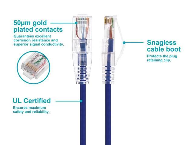 Monoprice Cat6 Ethernet Patch Cable - 0.5ft - Purple, Snagless RJ45 Stranded 550MHz UTP CMR Riser Rated Pure Bare Copper Wire 28AWG - SlimRun Series