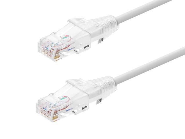 Monoprice Cat6 Ethernet Patch Cable - 3 feet - White Snagless RJ45 Stranded 550MHz UTP CMR Riser Rated Pure Bare Copper Wire 28AWG - SlimRun Series