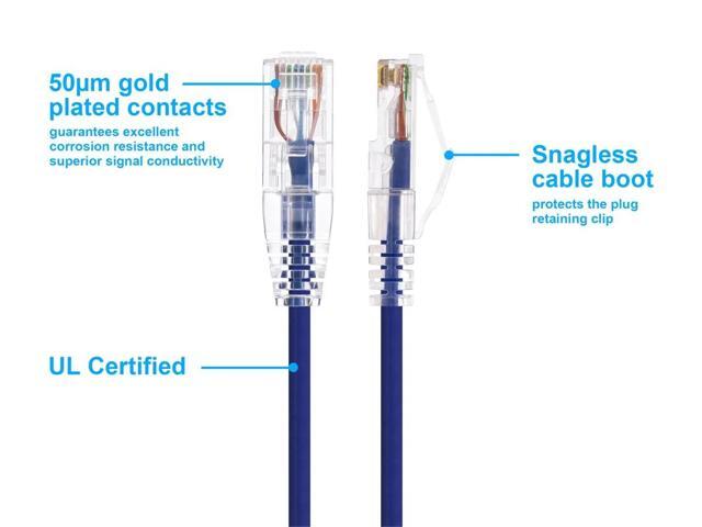 Monoprice Cat6 Ethernet Patch Cable - 10 feet - Purple, Snagless RJ45 Stranded 550MHz UTP CMR Riser Rated Pure Bare Copper Wire 28AWG - SlimRun Series