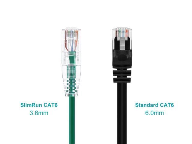 Monoprice Cat6 Ethernet Patch Cable - 10 feet - Green Snagless RJ45 Stranded 550MHz UTP CMR Riser Rated Pure Bare Copper Wire 28AWG - SlimRun Series