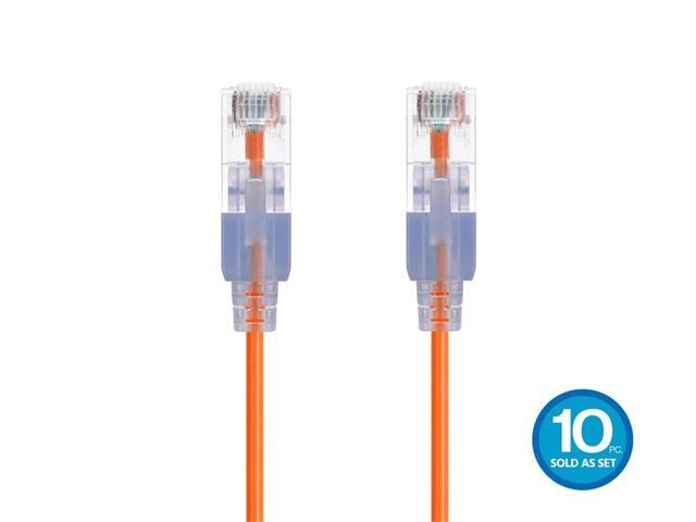 Monoprice Cat6A Ethernet Patch Cable - 5 Feet - Orange (10 Pack) Snagless RJ45 550Mhz UTP Pure Bare Copper Wire 10G 30AWG - SlimRun Series