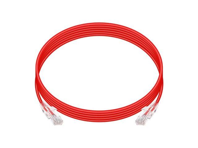 Monoprice Cat6 Ethernet Patch Cable - 10 feet - Red Snagless RJ45 Stranded 550MHz UTP CMR Riser Rated Pure Bare Copper Wire 28AWG - SlimRun Series