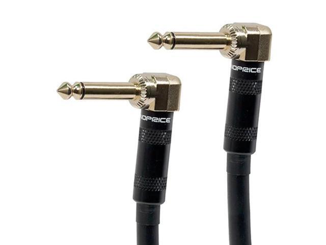 Monoprice Premier Series 1/4 Inch (TS) Right Angle Male to Right Angle Male 16AWG Audio Cable Cord - 3 Feet- Black (Gold Plated)