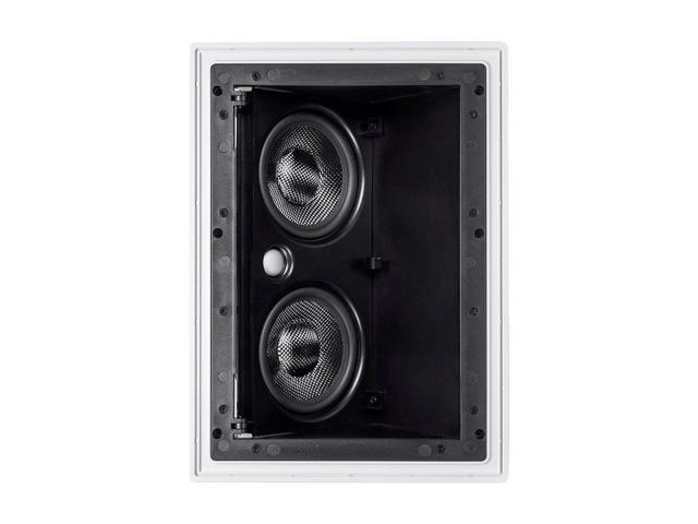 Monoprice 2-way Carbon Fiber In-Wall Surround Speaker - Dual 5.25 Inch (Single) Vari-Angled With Paintable Grille - Alpha Series