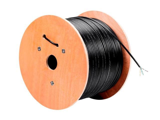Monoprice Cat5e Ethernet Bulk Cable - 1000 Feet - Black Network Internet Cord - Solid, 350Mhz, UTP, Pure Bare Copper Wire, Outdoor, 24AWG, No Logo