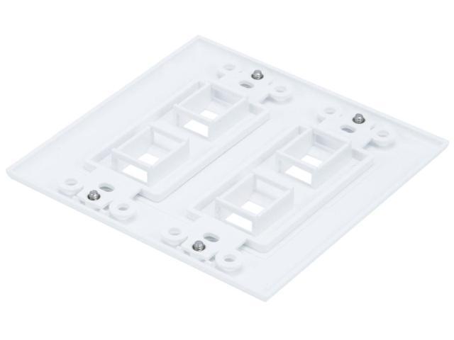 Monoprice 2-Gang Wall Plate - 4 Hole White For Keystone, Ethernet Networks or Home Theater Interconnects