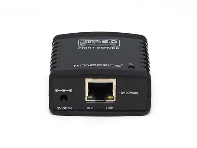 Monoprice Networking USB 2.0 Print Server - Black