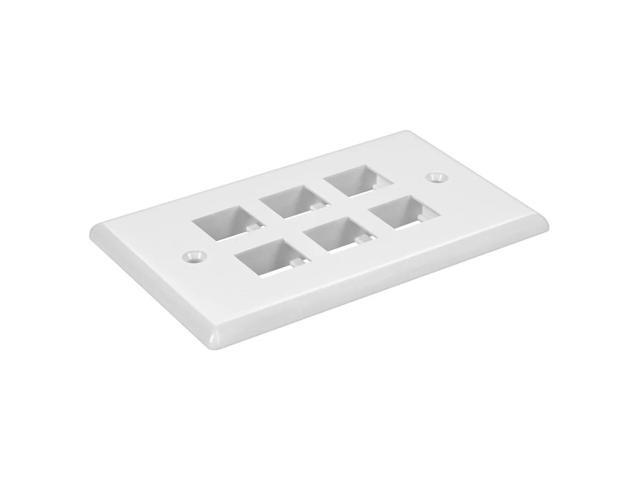 Monoprice 6-Hole 1-Gang Keystone Wall Plate - White
