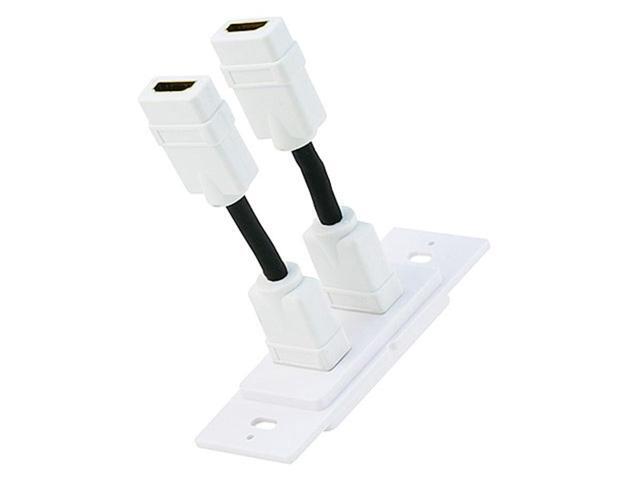 Monoprice 7332 Two-Piece Inset Wall Plate with 4 Inch Built-in Flexible High Speed HDMI Cable With Ethernet - Dual Port
