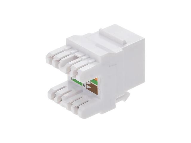 Monoprice Cat6 Punch Down Short Body 180-Degree Keystone Jack for 22-24AWG Solid Wire, White
