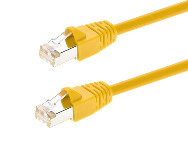 Monoprice Cat6A Ethernet Patch Cable - 7 Feet - Yellow - Network Internet Cord - RJ45, 550Mhz, STP, Pure Bare Copper Wire, 10G, 26AWG