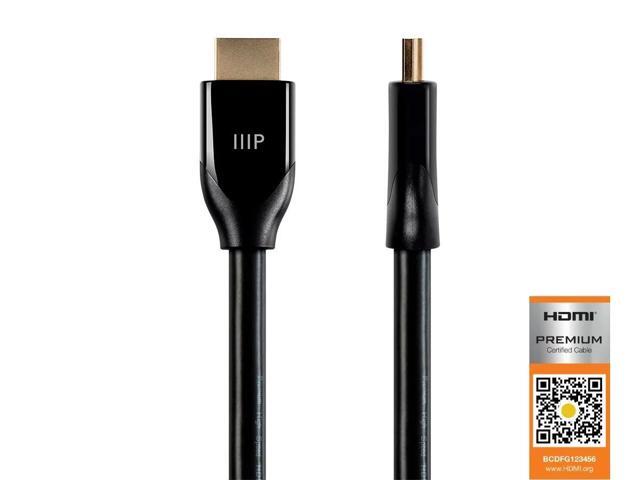 Monoprice HDMI Cable - 25 Feet - Black Certified Premium, High Speed, 4K@60Hz, HDR, 18Gbps, 24AWG, YUV 4:4:4, Compatible with UHD TV and More