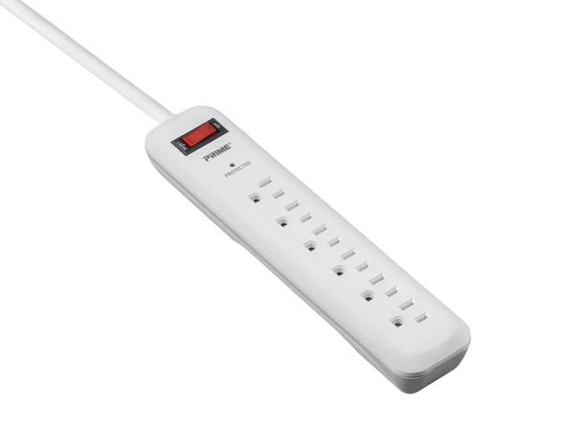 Monoprice Power & Surge - 6 Outlet Surge Protector Power Strip with Low-Profile Plug - 8 Feet Cord - White 1000 Joules 15A / 125V / 1875W