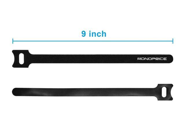 Monoprice Hook and Loop Fastening Cable Ties, 9in, 100 pcs/pack, Black