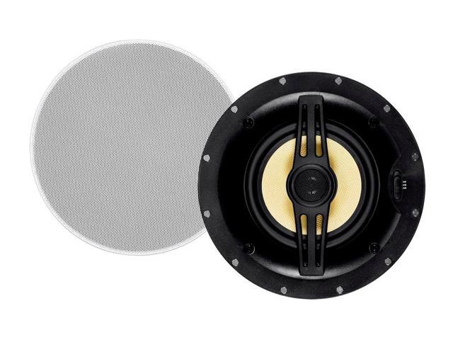 Monoprice 2-Way Aramid Fiber Back Ceiling Speakers - 6.5 Inch - Black With Covered Crossover (Pair)