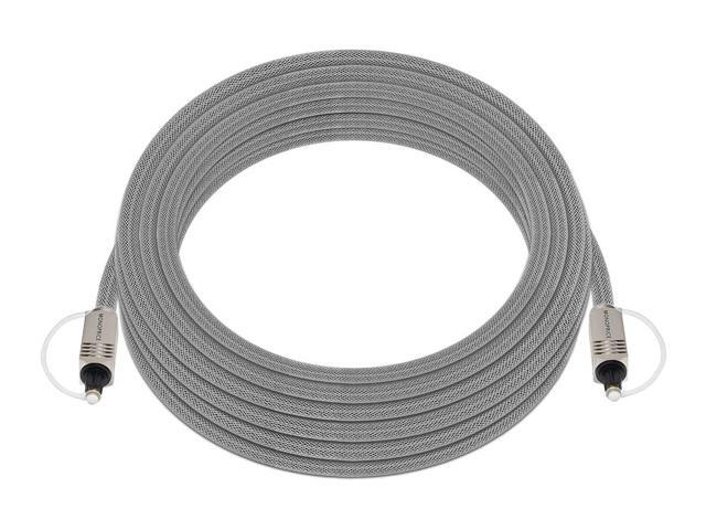 Monoprice Premium S/PDIF (Toslink) Digital Optical Audio Cable - Silver - 25 Feet Heavy Duty Mesh Jacket, Metal Connector Heads, For Play...