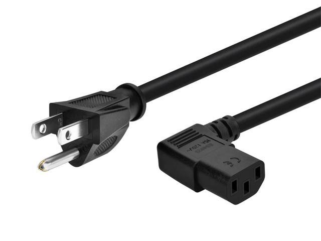 Monoprice 10ft 14AWG Power Cord w/ 3 Conductor PC Power Connector Socket, 15A (NEMA 5-15P to Right Angle IEC-320-C13)